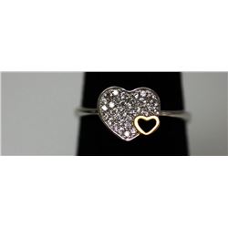.925 STERLING SILVER HEART RING W/ CLEAR CZ