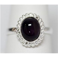 BEAUTIFUL SILVER RING WITH PURPLE AMETHYST STONE CTW 3.