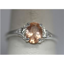 LIGHT PEACH CZ .925 STERLING SILVER RING