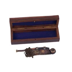 ANTIQUR STYLE 6" NAUTICAL COPPER WHISTLE W/ROSEWOOD BOX