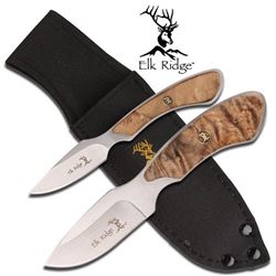 ELK RIDGE HUNTINJ KNIFE SET 7.25" AND 5" KNIVES W/BURL