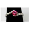 Image 2 : .925 STERLING SLIVER MODERN RING W/PINK AND WHITE CZ