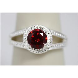 GARNET CZ .925 STERLING SILVER RING