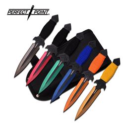 6.5  SET OF 6 DIFFERENT COLOR HANDLES THROWING KNIVE W/