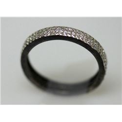 .925 STERLING SILVER BLACK BAND RING W/ WHITE CZ