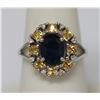 Image 1 : 3.72 CTW YELLOW SAPPHIRE/SAPPHIRE/DIAMOND RING .925 STE