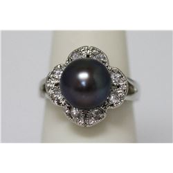 BLACK PEARL AND CZ RING