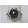 Image 1 : BLACK PEARL AND CZ RING