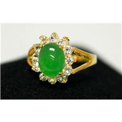 14K GOLD PLATED SYNTETIC JADE RING