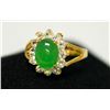 Image 1 : 14K GOLD PLATED SYNTETIC JADE RING