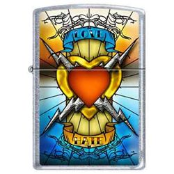 GENUINE ZIPPO LIGHTER LOVE-HATE TATTII