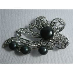 FLOWER BLACK PEARL CZ BROOCH AUTHENTIC PHILIPPINE PEARL