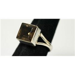 SMOKEY TOPAZ .925 STERLING SILVER RING 6.03 CTW