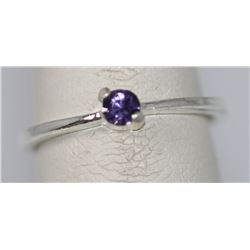 SILVER PLATED BLUE/PURPLE RHINESTONE RING