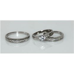 .925 STERLING SILVER CZ ENGAGEMENT RINGS W/ BANDS