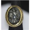 Image 1 : FASHION JEWELRY BRASS RING; SYNTHETIC BLACK STONE