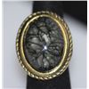 Image 2 : FASHION JEWELRY BRASS RING; SYNTHETIC BLACK STONE