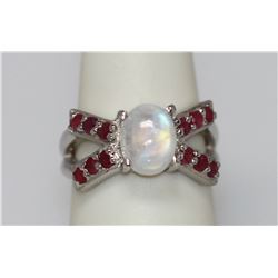 3.60 CTW RAINBOW AND RUBY RING .925 STERLING SILVER