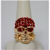Image 1 : FASHION JEWELRY RED CZ SKULL SHAPED BRASS RING
