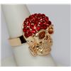 Image 2 : FASHION JEWELRY RED CZ SKULL SHAPED BRASS RING