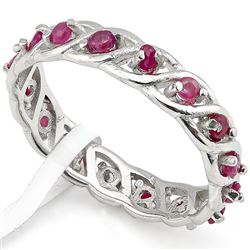 GENUINE 0.73 CTW RUBY IN PLATINUM PLATED .925 STERLING