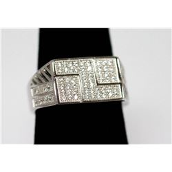 BEAUTIFUL .925 STERLING SILVER SOLID SQUARE RING W/ CZ