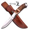 Image 1 : ELK RIDGE 8" OX BONE INLAY WOOD HANDLE HUNTING KNIFE