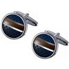 Image 1 : Round Blue Checkered and Golden Amber Striped Stainless