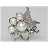Image 1 : LUXURIOUS WHITE PEARL CZ BROOCH .925 STERLING SILVER