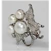 Image 2 : LUXURIOUS WHITE PEARL CZ BROOCH .925 STERLING SILVER