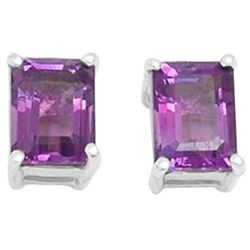 GENUINE 1.95 CTW AMETHYST PLATINUM PLATED .925 STERLING