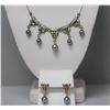 Image 1 : WHITE BRASS ANTIQUE STYLE SYNTETIC BLUE PEARL NECKLACE