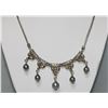 Image 2 : WHITE BRASS ANTIQUE STYLE SYNTETIC BLUE PEARL NECKLACE