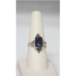 3.50 CTW Modern Style Tanzanite Rectangle Ring .925 Ste