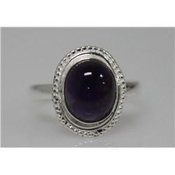 4.75 CTW Antique Style Amethyst Ring .925 Sterling Silv