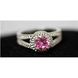 PINK CZ .925 STERLING SILVER RING