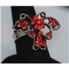 Image 1 : FASHION JEWELRY RED CZ BUTTERFLY SHAPED BRASS RING