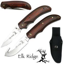 ELK RIDGE WOODEN HANDLE 8" FIXED BLADE AND 4.5" FOLDING