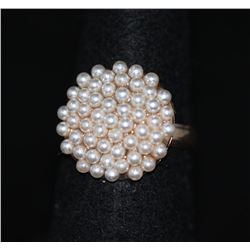 SYNTETIC PEARL ANTIQUE ADJUSTIBLE RING