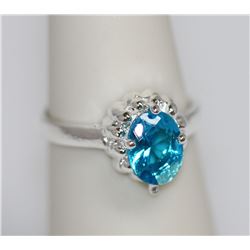 BLUE CZ .925 STERLING SILVER RING