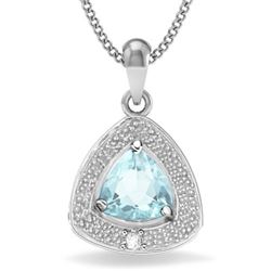 GENUINE 0.58 CTW AQUAMARINE AND 0.005 DIAMOND PLATINUM