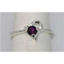 SILVER PLATED DARK PURPLE RHINESTONE RING
