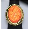 Image 2 : FASHION JEWELRY BRASS RING; SYNTHETIC LIGHT ORANGE STON