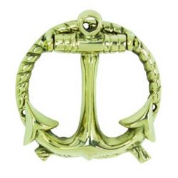 NAUTICAL SOLID BRASS 5" ANCHOR W/ROPE DOOR KNOCKER