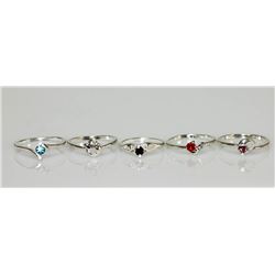 DEAL OF THE DAY MIX OF MULTI COLOR SILVER RINGS SET OF