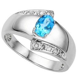 GENUINE 0.53 CTW BLUE TOPAZ AND 0.01 CTW DIAMOND PLATIN