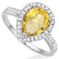 GENUINE 0.99 CITRINE AND DIAMOND PLATINUM PLATED .925 S