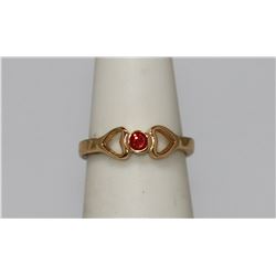 14K GOLD PLATED RED CZ HEART RING