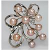Image 1 : PEACH PEARL CZ BROOCH .925 STERLING SILVER