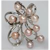 Image 2 : PEACH PEARL CZ BROOCH .925 STERLING SILVER